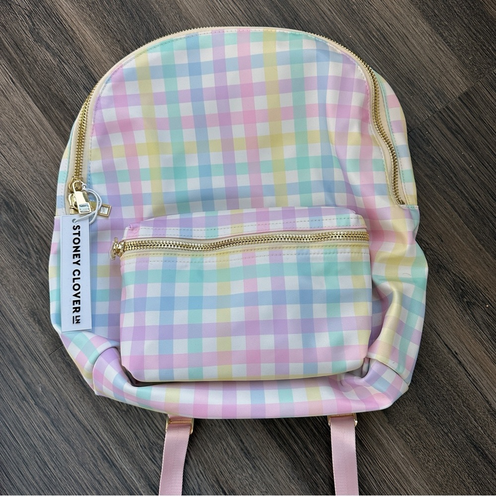 NWT Stoney Clover Lane Classic Backpack - Rainbow Gingham